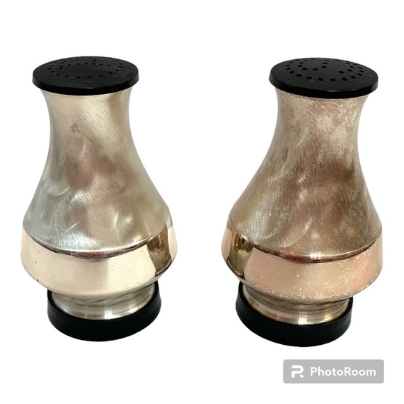 Vintage Salt And Pepper Shakers From West Germany Brushed Finish - Picture 1 of 9